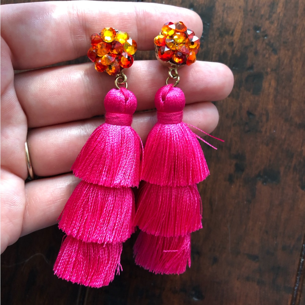 Rhinestone Tassel Earrings
